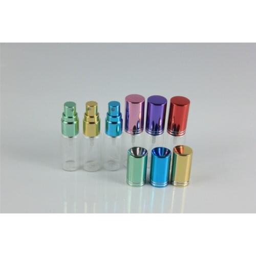 20pcs/lot 5ml Colorful Mini Refillable Sample Perfume Glass Bottle Travel Empty Spray Atomizer Bottles Cosmetic Packaging