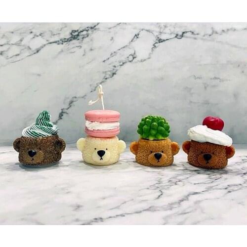 3D Cute Bear Aromatherapy Candle Silicone Molds Handmade Soap Candle Cake Chocolate Mould Making DIY Wedding Gift