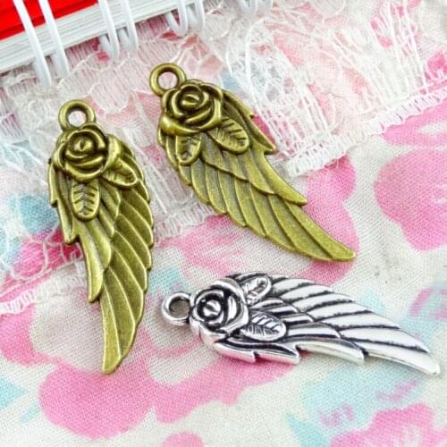 40Pcs 30*11MM Antique Bronze Plated Wings Handmade Charms Pendant DIY For Bracelet Necklace