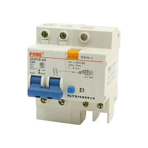 63Amp 2 Pole 4000A Short Circuit Protector Breaker DZ47LE-63 230V AC