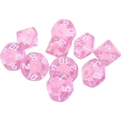425E 10pcs/set Acrylic Polyhedral Transparent Dice Colors 10 Sided Dices Table Board Playing Game