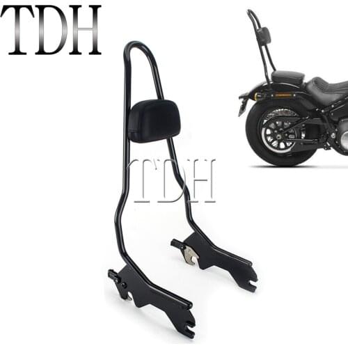 Black Rear Passenger SissyBar Backrest Tall For Harley Deluxe Heritage Classic Softail Street Bob FLDE FLHC FLHCS FLSL FXBB FXST