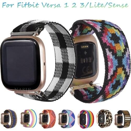 Colorful Nylon Strap For Fitbit Versa 3 / Versa 2 / Versa Lite Watch Band Soft Bracelet Watchband Elastic For Fitbit Versa Sense