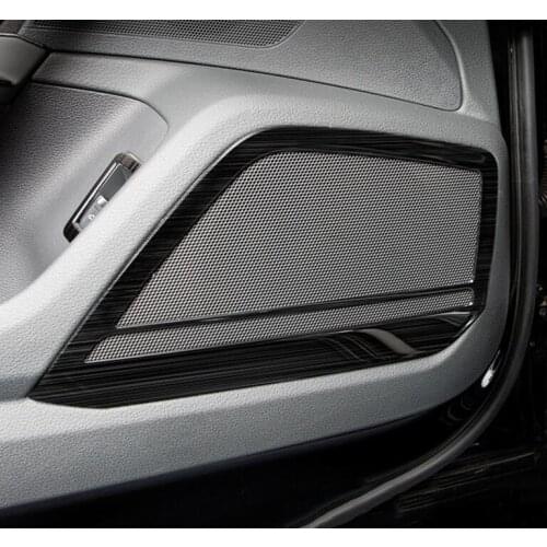 For Audi A6 C8 2019 2020 Car Interior Accessories Styling Door Stereo Speaker Decorative Frame Cover Trim Carbon Fiber Color