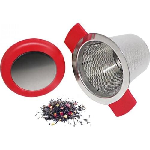 304 Stainless Steel Coffee Filter Leak Silicone Large Capacity Double Handle Funnel Tea Coffee Filter Tea 4