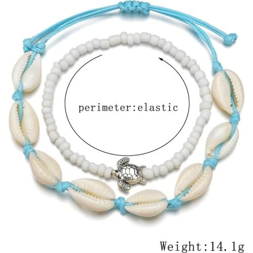 Hfarich Female Bohemian Shell Heart Summer Anklets For Women Tortoise Ankle Bracelets Girls Barefoot on Leg Chain Jewelry Gift