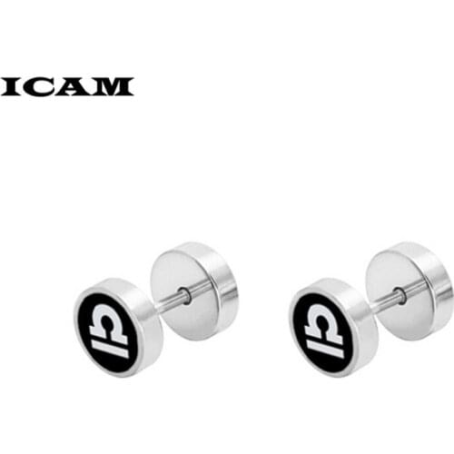 ICAM Punk Men Stainless Steel Ear Studs Earrings Women Dumbbell Men Earings fashion Men Jewelry