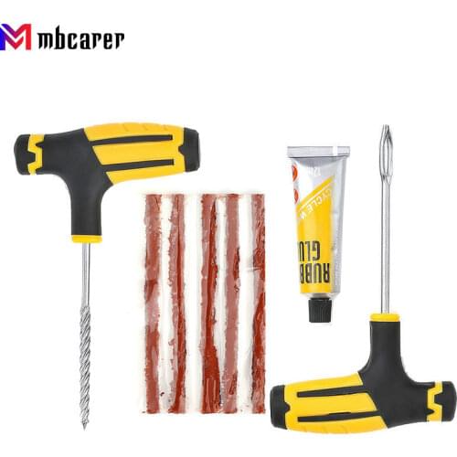 Car Tire Repair Tools Tire Repair Kit Rivet Tool Set Car Bicycle Tubeless Tire Puncture Plug Garage Auto Parts