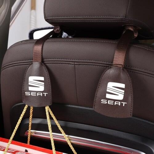 2Pcs PU Leather Car Seat Back Hooks Portable Hanging Bag Rack For Seat Leon Sportcoupe Ibiza Ateca Exeo Altea Arona Alhambra
