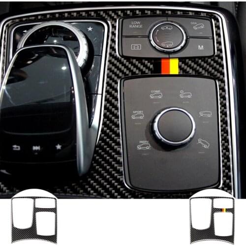 Carbon Fiber Central Control Armrest Box Multimedia Stickers Covers Car Styling For Mercedes GLE GLS M Class car accessories