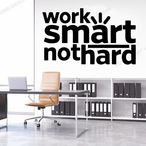 Work Smart,not hard Office Motivation Wall Decal, Idea Teamwork Business Wallpaper Mural, Office Decor, Motivation Sticker,JC178