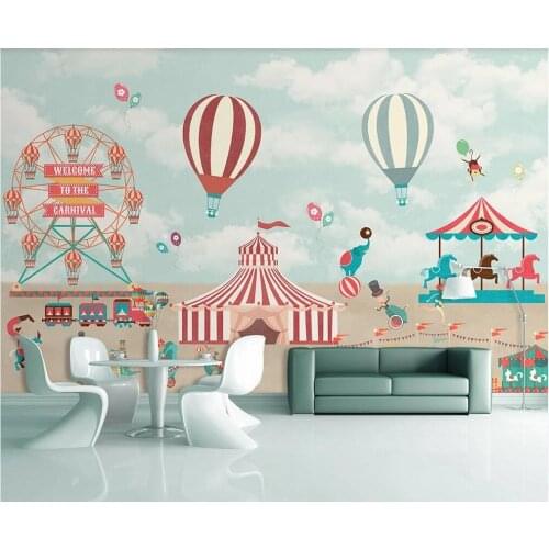 XUE SU Custom wall covering modern minimalist hand-painted cartoon circus background wall decoration painting wallpaper mural