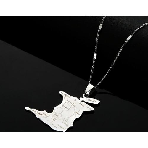 Stainless Steel Trinidad and Tobago Map City Name Pendant Necklace Ethnic Charm Jewelry