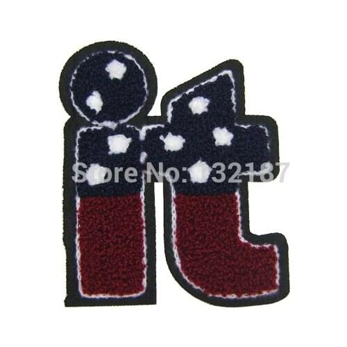 Wholesale fashion towel patch sew on embroidery label DIY letter it patches for sweater jacket sportwear TP-007