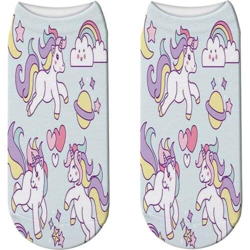 Autumn Winter Unicorn Cartoon 3d Printing Sock Fairy Tale Animal Winter Cotton Socks Christmas Women Ankle Kawaii Socks
