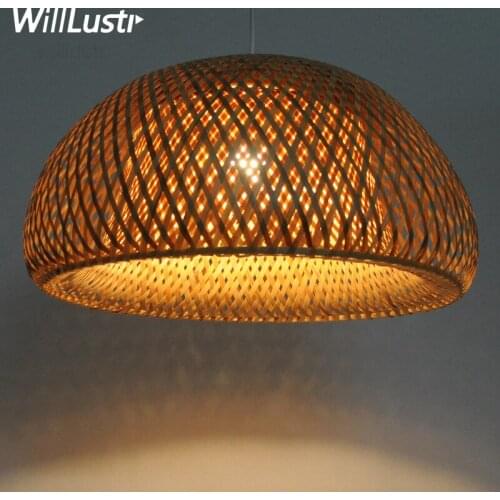 Hand knitted suspension lamp handmade bamboo pendant lamp natural bamboo material lighting home dinning room restaurant hotel