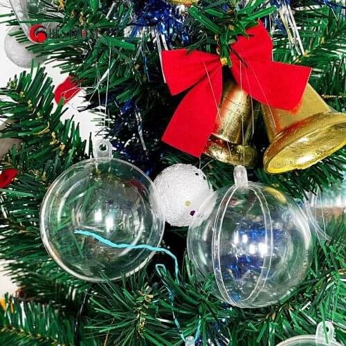 50/100Pcs 60MM 6CM Christmas Trees Decorations Ball Transparent Open Plastic Clear Bauble Ornament Gift Present Box New Year