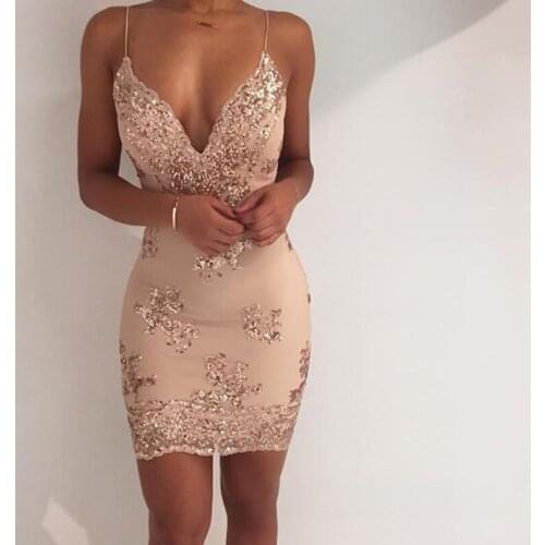 Sexy Women Sequins Glitter Sparkle Deep V Neck Halter Backless Bodycon Short Mini Dress Evening Party Wrap Hip Package Dress
