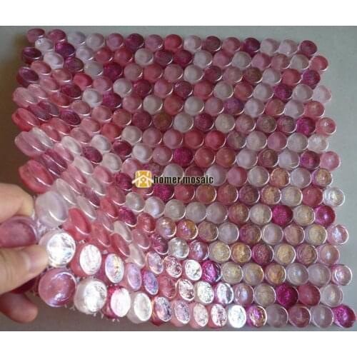 Symphony mixed pink round crystal glass mosaic tiles HMGM1116A backsplash kitchen wall tile sticker bathroom floor tile