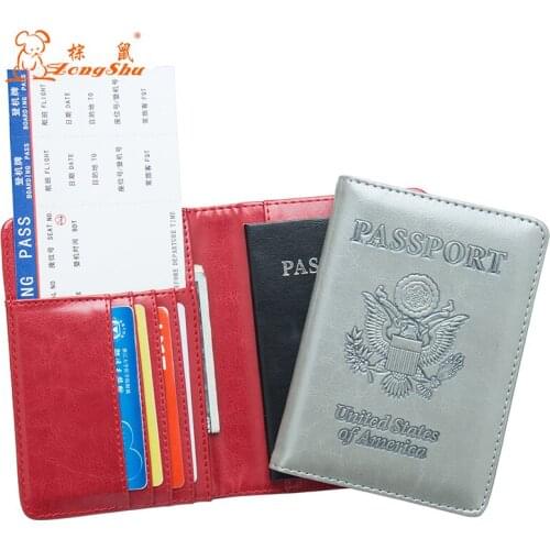USA RED oil double-headed eagle Complex and novel Passport Holder Built in RFID Blocking Protect personal information