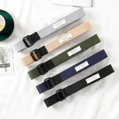 AWAYTR Canvas Belt Double Buckle Without Pin Belt Decorative Waistband Unisex Teen Adult Belt Canvas Woven Belt Stylish Simple