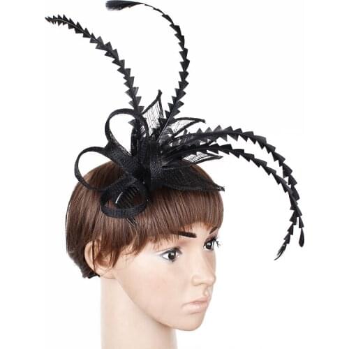 Ladies New Black Hats Hair Fascinators Female Fancy Feather Millinery Derby Wedding Women Headwear Hairpins Fashion Accessories