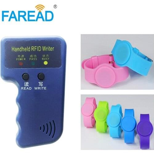 1pc RFID programmer +x100pcs Free shipping RFID Wristband For Swimming Pool Sauna Room GYM 125khz TK4100/EM4100/EM4305/T5577