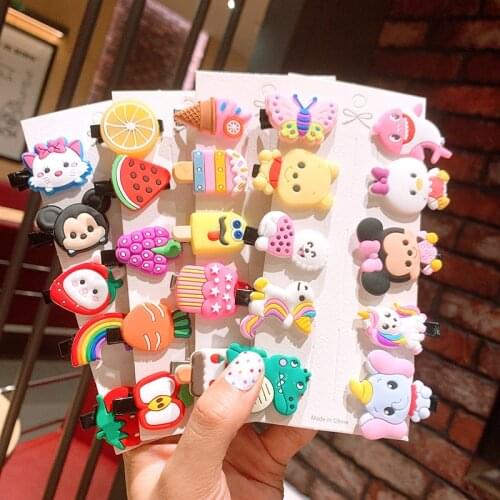 10PCS/Set New Girls Cute Cartoon Ice Cream Unicorn Hair Clips Kids Lovely Hairpins Headband Barrettes Fashion Hair Accessories