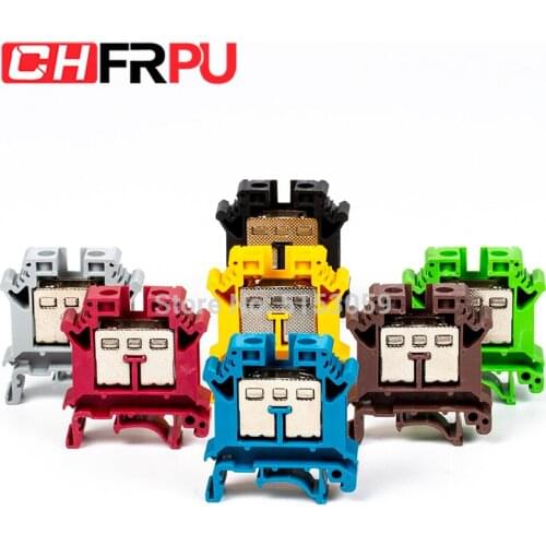 10PCS UK-16N Universal DIN Rail Mounted Terminal Blocks Screw Type Connector Electrical Crimp Terminator UK16N