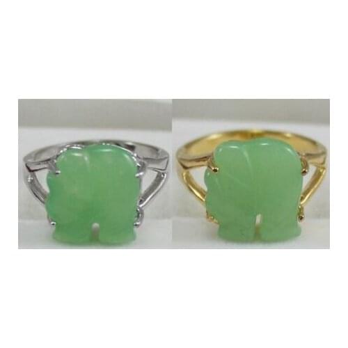 2 color-beautiful fancy green elephant bead 18KGP ring SIZE#6,7,8,9 can choose