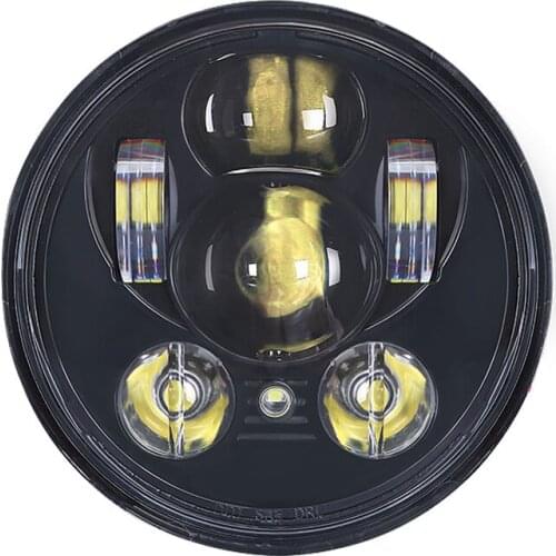 5-3/4 5.75" Motorcycle LED Headlight Headlamp Black with Hi-Lo Beam for Sportster Iron 883 Dyna Street Bob FXDB