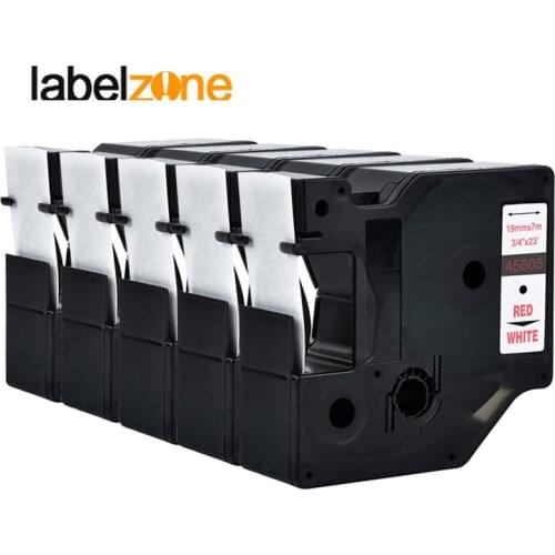 5pcs High-quality Compatible D1 45805 Red on White 19mm X 7m Label Tapes for Dymo D1 Label Printers