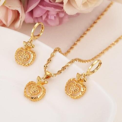 Bangrui New Christmas gold apple Women Bridal Jewelry Set pendant Earrings African girls women kids Wedding Jewelry gift