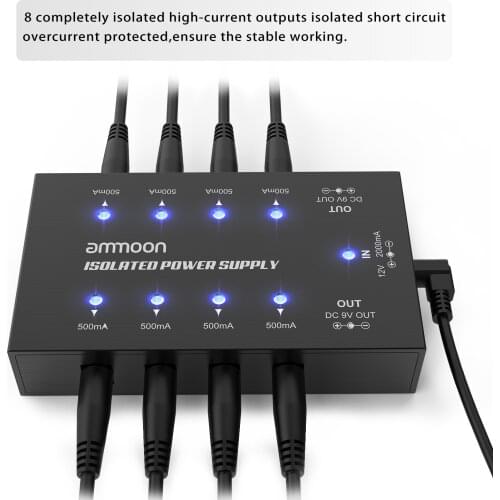 Ammoon Compact Size Guitar Effect Power Supply 8 Isolated DC Outputs for 9V/18V Guitar Effects For guitar accessories parts