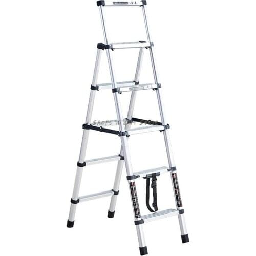 Household Ladder Aluminum Alloy Engineering Ladder Folding Multi-function Elevator Miter Ladder Telescopic Indoor Five Step Thic