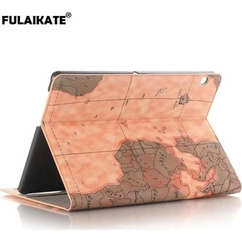 FULAIKATE Flip Case for Huawei T5 10.1" Map Matte Back Cover Stand Business Protective Cases with Card Pocket Tablet Funda