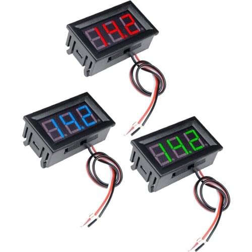 3 Wires 0.56" LED Digital Voltmeter Voltage Meter Car Motorcycle Volt Tester Detector DC 0-30V 5V 12V 24V Capacity Monitor Red