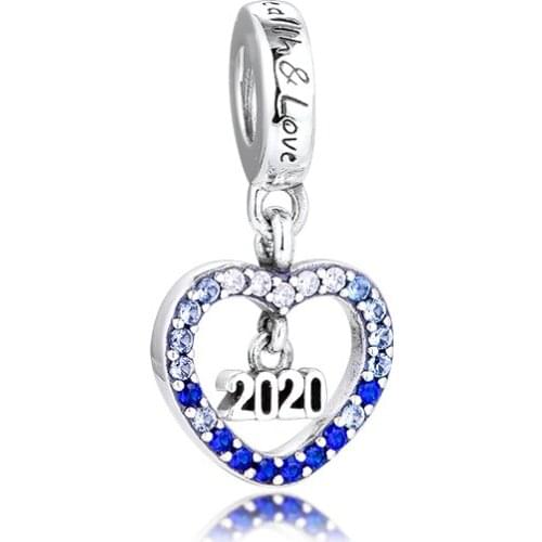 CKK 925 Sterling Silver Beads 2020 New Year Dangle Charms Fit Pandora Bracelet Women DIY Jewelry Making Wholesale