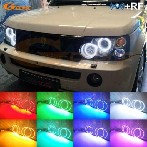 For Land Rover Range Rover Vogue L322 Sport HSE L320 Xenon Headlight RF remote Bluetooth APP Multi-Color RGB led angel eyes kit