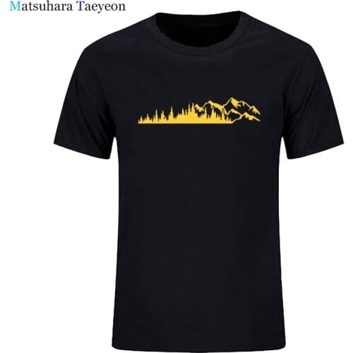 Mountain Tree Men Tshirt Mountain Forest Hiking Print T-shirt Tops Tees Short Sleeve Casual Funny T-shirts Cotton Mens Clothing