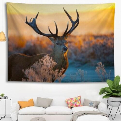 Hot Sale Custom High Quality Deer Wall Hanging HD Landscape 3D Printing Digital Printing Home Decoration Tapestry