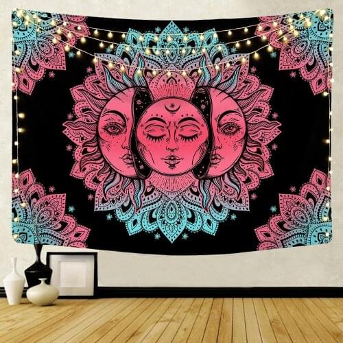 Indian Mandala Wall Tapestry Sun Moon Tree Tarot Wall Hanging Tapestry Rug Psychedelic Tapiz Witchcraft Wall Cloth Tapestries