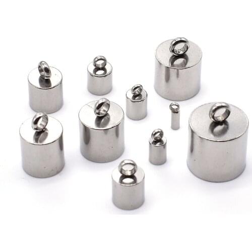 20pcs/lot Stainless Steel End Caps Tube Tassel End Beads Fit 1.5 2 3 4 5 6 7 8mm Round Leather Bracelet Jewelry Making Findings
