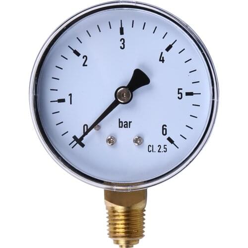 1/4 Inch Manometer 6 Bar Compressor Compressed Air Pressure Gauge for Air Water Oil Gas Measurement