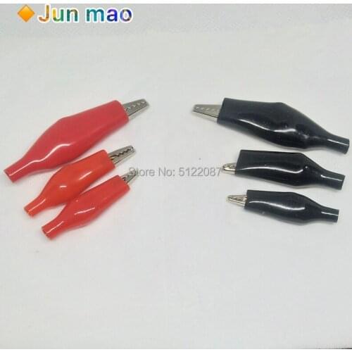 10pcs/lot 28MM 35MM 45MM Metal Alligator Clip Crocodile Electrical Clamp for Testing Probe Meter Black and Red with Plastic Boot