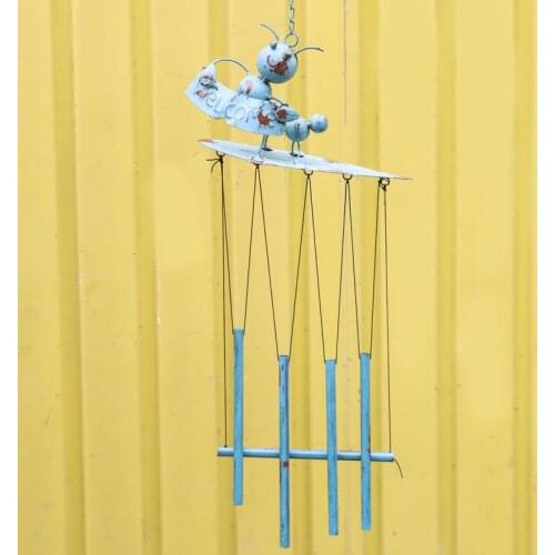 Ant decor blue rustic vintage metal wind chimes