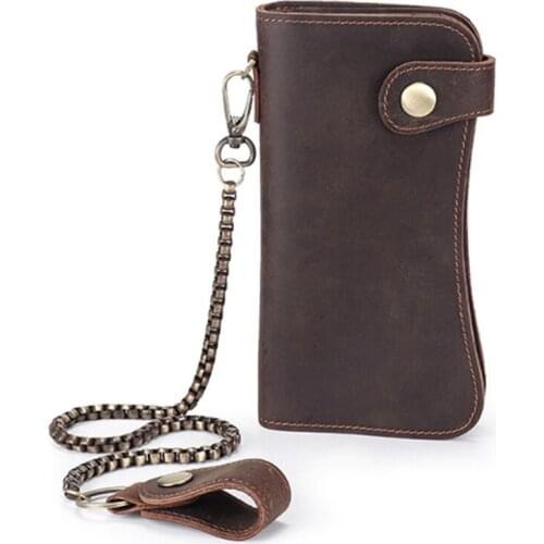 Mens Wallet Pu Retro Multi-Card Position Vertical Hand Bag Multi-Card Position Wallet Chain Clutch Bag