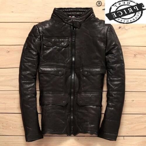 Male Jacket Winter Men Natural Real Sheepskin Coat Aviator 2021 Streetwear Genuine Leather White Duck Down Jacket Hiver 3