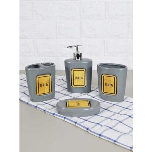 Set of 4 2bathrooms | Porcelain | Soap Dish | Liquid Soap Dispenser | Toothbrush Holder | Tooth Paste: | Made in Turkey