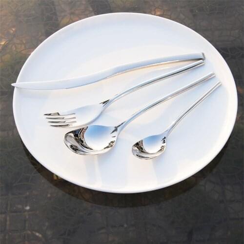 4pcs/set Stainless Steel Cutlery Tableware Set Silver Dinner Knife Fork Teaspoon Mirror Polish Dinnerware set Kitchen Cutlery